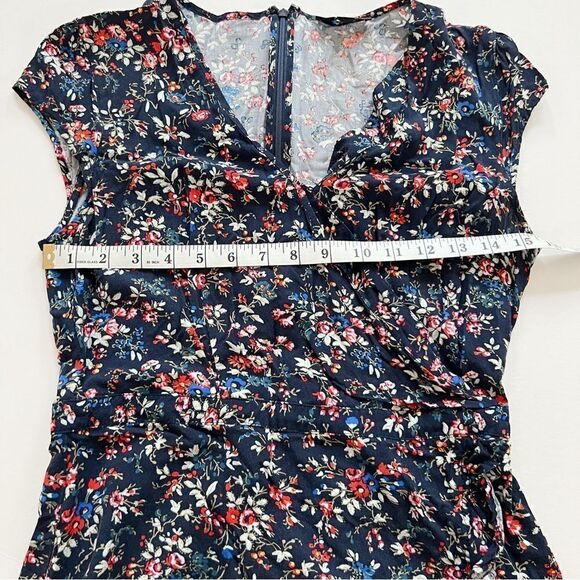 J. Crew Cottage Core Blue Wrap Ruffle Mini Dress V Neck Casual Elegant Sz 4 - Picture 6 of 9